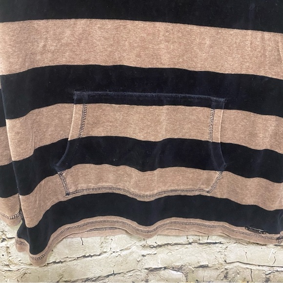 Calvin Klein Performance Black Tan Striped Velour Cowl Neck Sweater - Picture 3 of 7